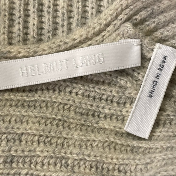 HELMUT LANG NWOT Wool Cashmere Long Sleeve V-Neck Knit Romper in Light Gray - Picture 6 of 9